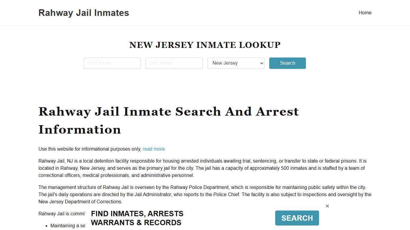 Rahway Jail, Police Department, NJ Inmate Roster, Arrest Search